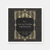 Luxe Goud Zwarte Great Gatsby Bruiloft Roaring Twi Servet (Voorkant)