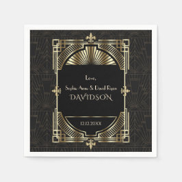 Luxe Goud Zwarte Great Gatsby Bruiloft Roaring Twi Servet