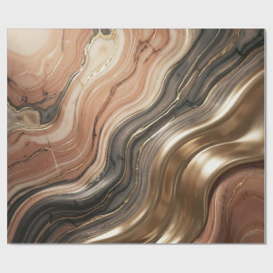 Luxe Goudader Marmer Vloeiend Abstract Patroon Cadeaupapier
