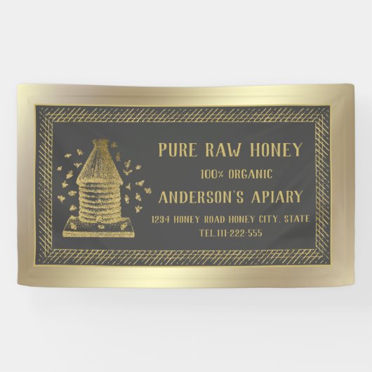 Luxe goudbijenkorsbijenkorf spandoek (Horizontaal)