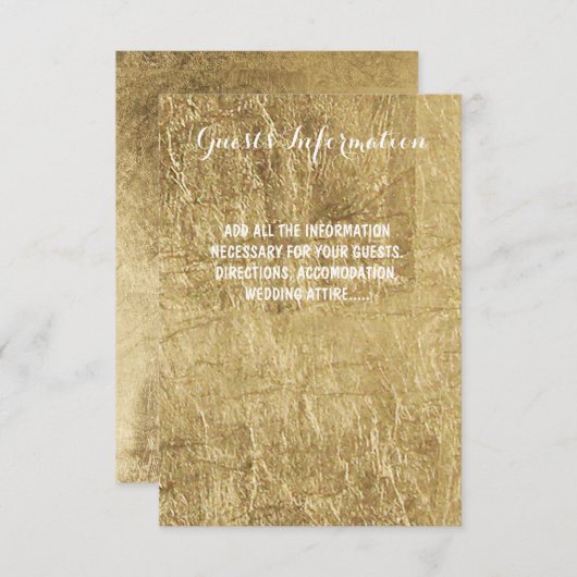 Luxe goudbladbrutinfo informatiekaartje (Voorkant / Achterkant)