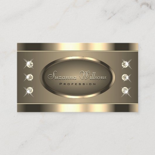 Luxe Goudbruin met Juwelen QR Code en Foto Visitekaartje (Voorkant)