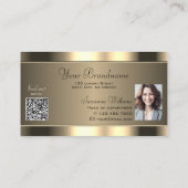 Luxe goudbruin met Logo QR-code en foto Visitekaartje (Achterkant)