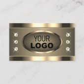 Luxe goudbruin met Logo QR-code en foto Visitekaartje (Voorkant)