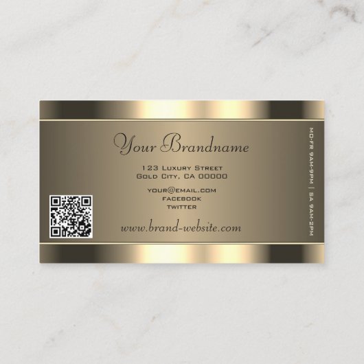 Luxe Goudbruin met Steentjes en QR Code Visitekaartje (Achterkant)