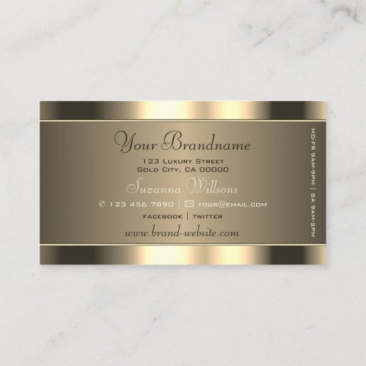 Luxe Goudbruin met Strass Stones & Initialen Visitekaartje (Achterkant)