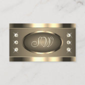 Luxe Goudbruin met Strass Stones & Initialen Visitekaartje (Voorkant)