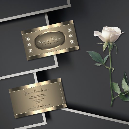 Luxe Goudbruine ovale vorm en Strass Stones Visitekaartje