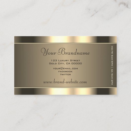 Luxe Goudbruine ovale vorm en Strass Stones Visitekaartje (Achterkant)