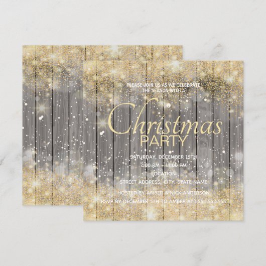 Luxe goudconfetti kerstfeest kaart (Voorkant / Achterkant)