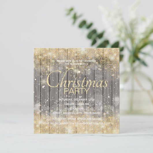 Luxe goudconfetti kerstfeest kaart (Staand voorkant)