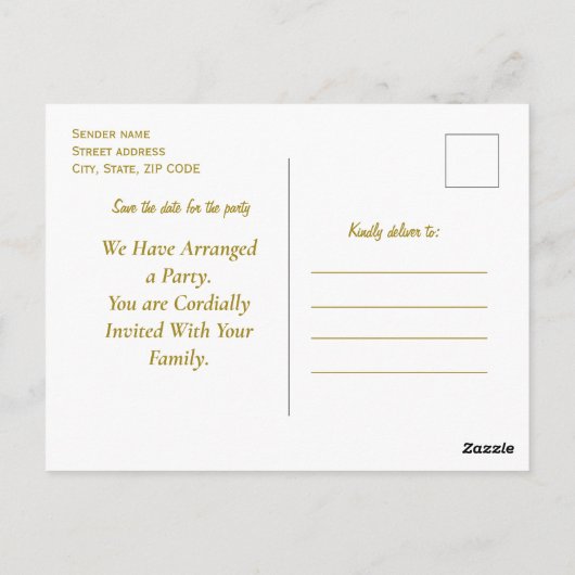 Luxe gouddecoratie op goud en zilver, Monogram Briefkaart (Achterkant)