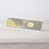 Luxe gouddecoratie op goud en zilver, Monogram Bureau Naambordje (Voorkant)