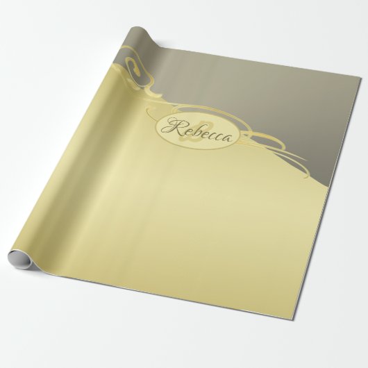 Luxe gouddecoratie op goud en zilver, Monogram Cadeaupapier (Uitgerold)