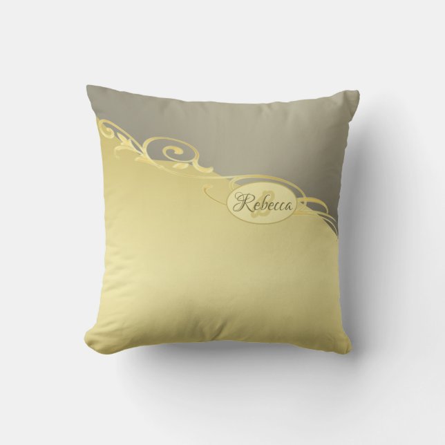 Luxe gouddecoratie op goud en zilver, Monogram Kussen (Voorkant)