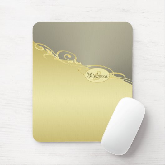 Luxe gouddecoratie op goud en zilver, Monogram Muismat (Met muis)