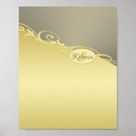 Luxe gouddecoratie op goud en zilver, Monogram Poster