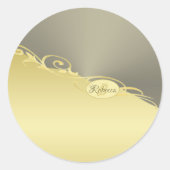 Luxe gouddecoratie op goud en zilver, Monogram Ronde Sticker (Voorkant)