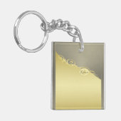 Luxe gouddecoratie op goud en zilver, Monogram Sleutelhanger (Voorkant Links)