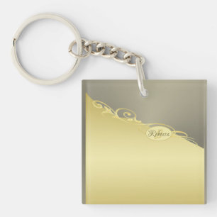 Luxe gouddecoratie op goud en zilver, Monogram Sleutelhanger