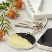 Luxe gouddecoratie op gouden en zwarte achtergrond sleutelhanger (Voorkant Rechts)