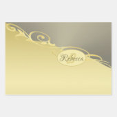 Luxe gouddecoratief op goud en zilver, Monogram, Inpakpapier Vel (Voorkant 3)