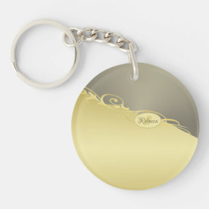 Luxe gouddecoratief op goud en zilver, Monogram, Sleutelhanger
