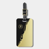 Luxe gouddecoratief op goud en zwart, Monogram, Bagagelabel (Voorkant verticaal)
