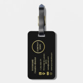 Luxe gouddecoratief op goud en zwart, Monogram, Bagagelabel (Achterkant verticaal)