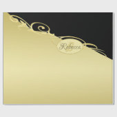 Luxe gouddecoratief op goud en zwart, Monogram, Cadeaupapier (Vlak)