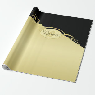 Luxe gouddecoratief op goud en zwart, Monogram, Cadeaupapier
