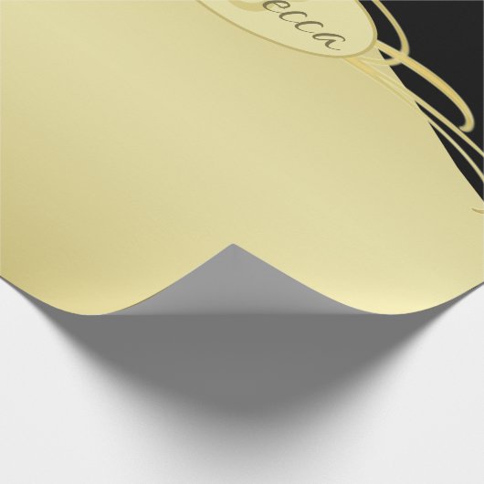 Luxe gouddecoratief op goud en zwart, Monogram, Cadeaupapier (Hoek)