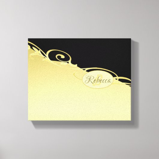 Luxe gouddecoratief op goud en zwart, Monogram, Canvas Afdruk (Voorkant)