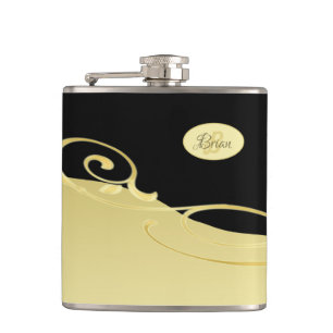 Luxe gouddecoratief op goud en zwart, Monogram Heupfles