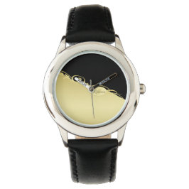 Luxe gouddecoratief op goud en zwart, Monogram, Horloge