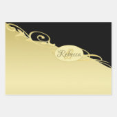 Luxe gouddecoratief op goud en zwart, Monogram, Inpakpapier Vel (Voorkant)