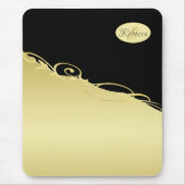 Luxe gouddecoratief op goud en zwart, Monogram Muismat (Voorkant)