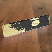 Luxe gouddecoratief op goud en zwart, Monogram Naambordje (Zijkant)
