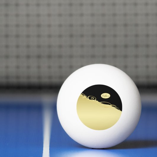 Luxe gouddecoratief op goud en zwart, Monogram Pingpongbal (Net)
