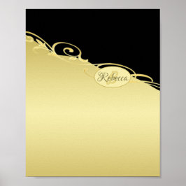 Luxe gouddecoratief op goud en zwart, Monogram, Poster