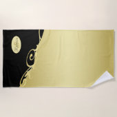 Luxe gouddecoratief op goud en zwart, Monogram Strandlaken (Voorkant)