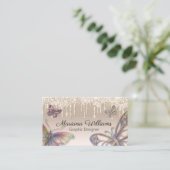 luxe gouddruppels voor regenboogvlinders visitekaartje (Staand voorkant)