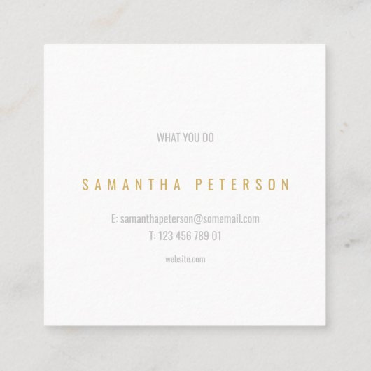 Luxe goudeffect grens wit vierkante visitekaartje (Achterkant)