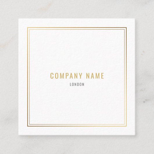 Luxe goudeffect grens wit vierkante visitekaartje (Voorkant)