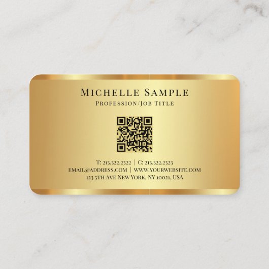 Luxe Gouden Aangepaste Typografie Naam QR-code Scr Visitekaartje (Achterkant)
