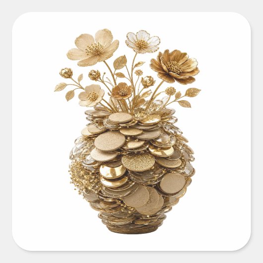Luxe Gouden Abstract Vierkant Sticker (Voorkant)