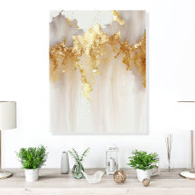 Luxe Gouden Abstracte Acryl Wall Art Tegel