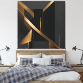 Luxe Gouden Abstracte Geometrische Architectuur Canvas Afdruk (Insitu (Slaapkamer))