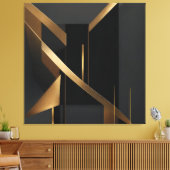 Luxe Gouden Abstracte Geometrische Architectuur Canvas Afdruk (Insitu (Woonkamer))