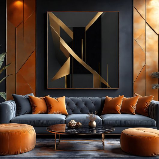 Luxe Gouden Abstracte Geometrische Architectuur Canvas Afdruk